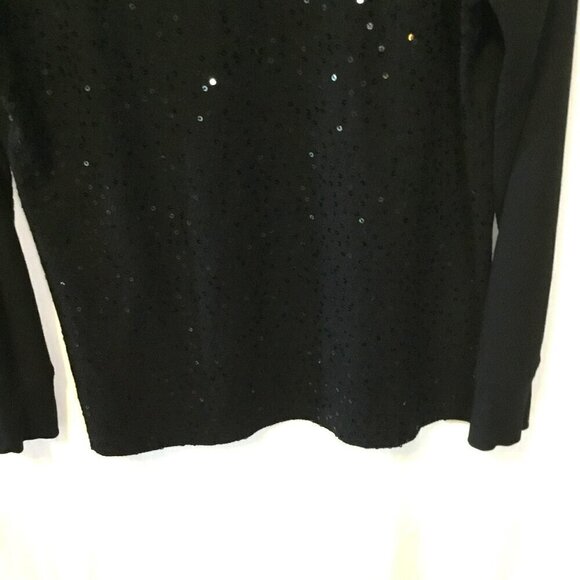 Chaps Sequined Long Sleeve Tee Sparkly Festive Crew Neck Sz Large Black Event - Picture 4 of 7